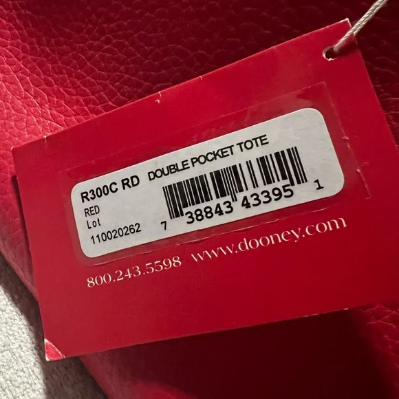 NWT Dooney & Bourke Red Pebble Grain Double Pocket Tote - RETIRED - Picture 13 of 15